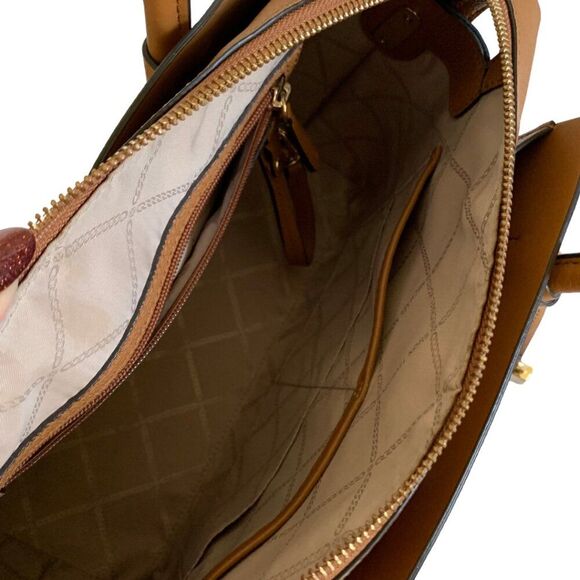 Michael Kors Brown Leather Satchel Bag with lock charm - Picture 11 of 14